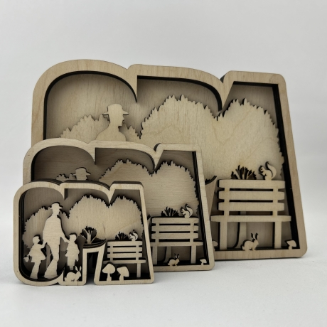 Oma-/Opa-Schriftzug in 3D-Optik aus Holz gelasert