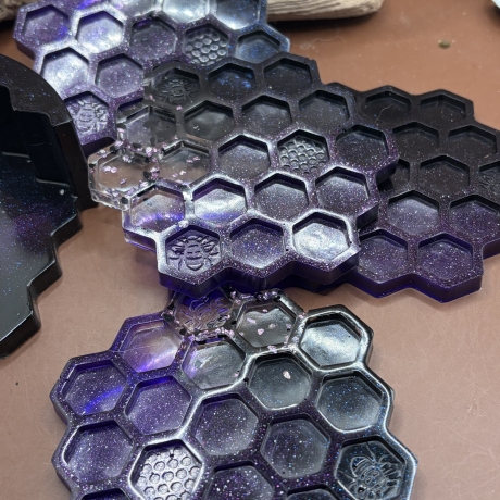 Epoxidharz-Untersetzer „Honigwabe“ – Handmade Gläseruntersetzer 
