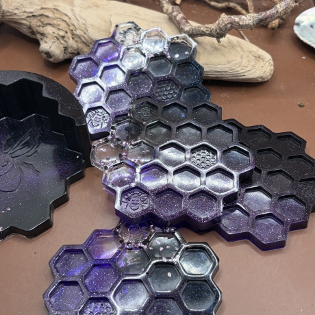 Epoxidharz-Untersetzer „Honigwabe“ – Handmade Gläseruntersetzer 