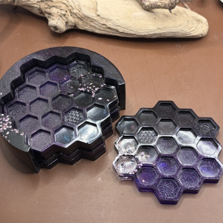 Epoxidharz-Untersetzer „Honigwabe“ – Handmade Gläseruntersetzer 