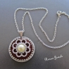 Kette kurz mit Anhänger rot silberfarben Upcycling