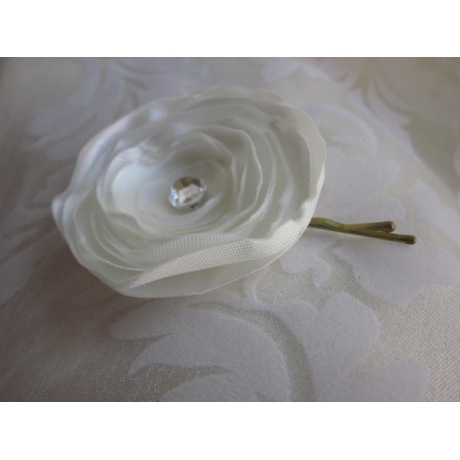 Braut Haarklammer Stoffblume Weiß Klammer Josephine