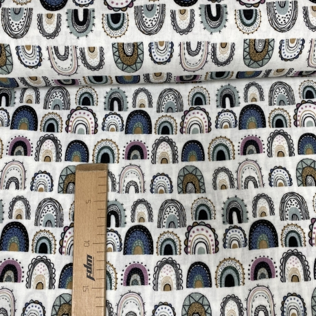 Musselin Stoff Regenbogen | Meterware | Öko Tex 100