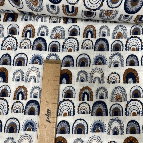 Musselin Stoff Regenbogen | Meterware | Öko Tex 100