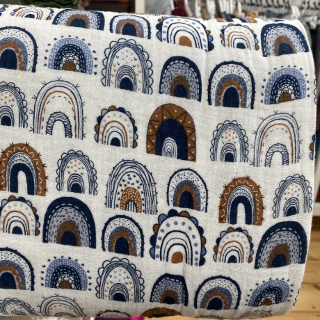 Musselin Stoff Regenbogen | Meterware | Öko Tex 100
