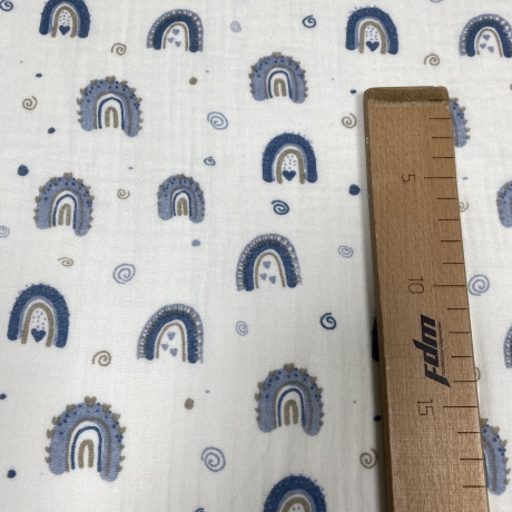 Musselin Stoff Regenbogen | Meterware | Öko Tex 100