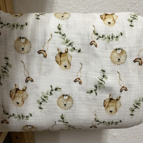 Musselin Stoff Tiere | Blätter | Hund | Meterware | Öko Tex 100