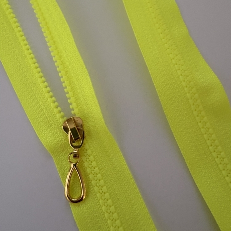Reißverschluss 3mm neongelb & Zipper silber gold schwarzsilber