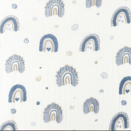 Musselin Stoff Regenbogen | Meterware | Öko Tex 100