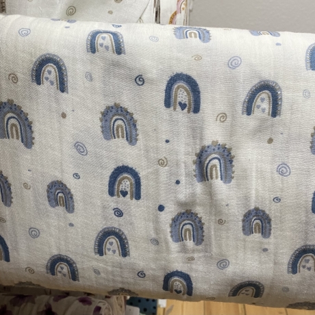 Musselin Stoff Regenbogen | Meterware | Öko Tex 100