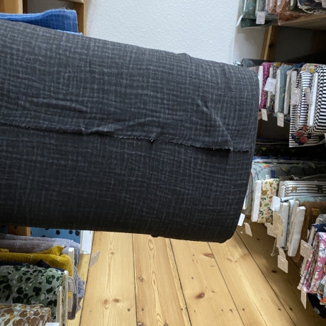 Musselin Stoff Dirty Wash | Schwarz | Meterware | Öko Tex 100