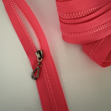 Reißverschluss 3mm neonrosa & Zipper silber gold schwarzsilber