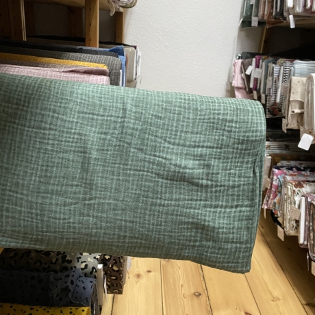 Musselin Stoff Dirty Wash | Grün | Meterware | Öko Tex 100