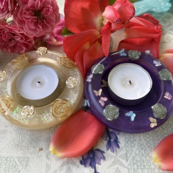 Handmade Teelichthalter Set aus Epoxidharz – Geschenkiee 