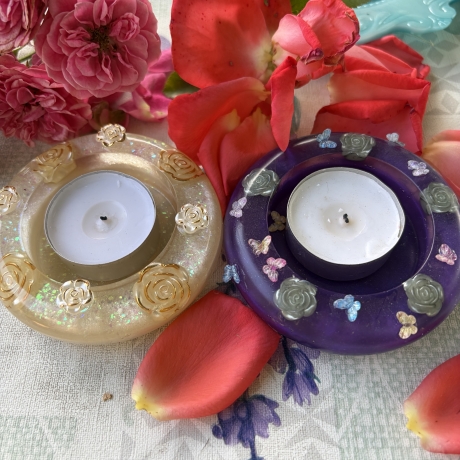 Handmade Teelichthalter Set aus Epoxidharz – Geschenkiee 