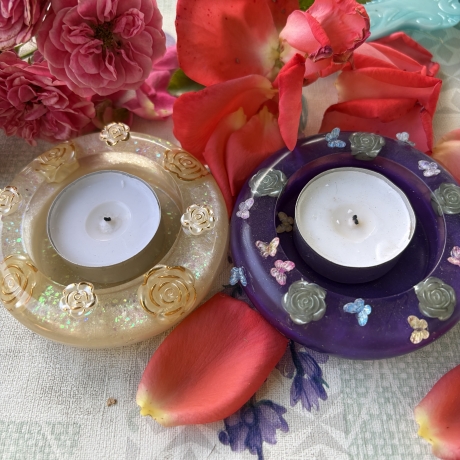 Handmade Teelichthalter Set aus Epoxidharz – Geschenkiee 