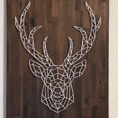 Hirsch, Wandbild String Art 80 x 60 cm