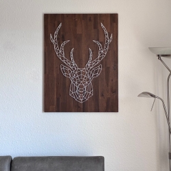Hirsch, Wandbild String Art 80 x 60 cm