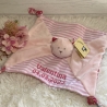 Schmusetuch Katze personalisiert, rosa, Geschenk zur Geburt