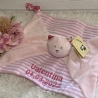 Schmusetuch Katze personalisiert, rosa, Geschenk zur Geburt