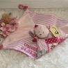 Schmusetuch Katze personalisiert, rosa, Geschenk zur Geburt