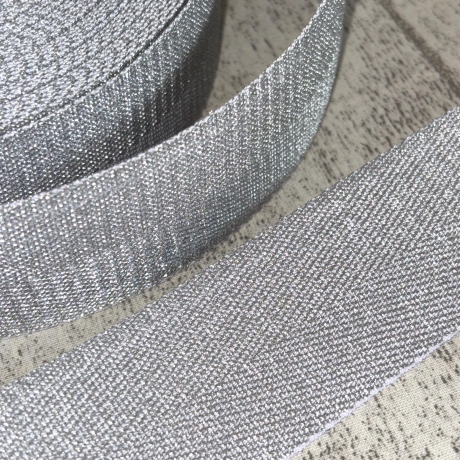 metallisiertes Gurtband in Glitzer-Optik 40 mm silber