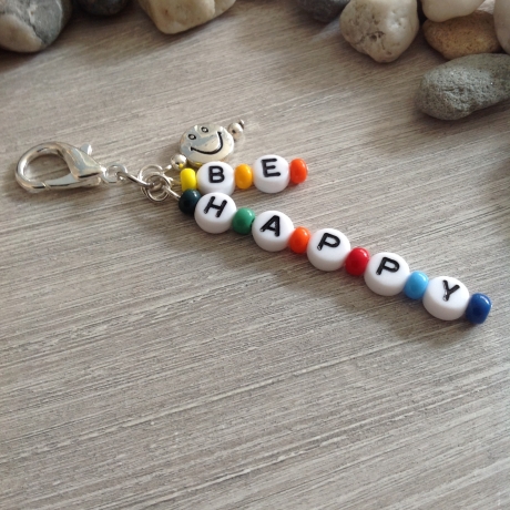 Charm / Taschenanhänger 'Be Happy'