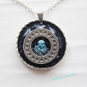 Kette kurz mit Anhänger blau silberfarben Upcycling