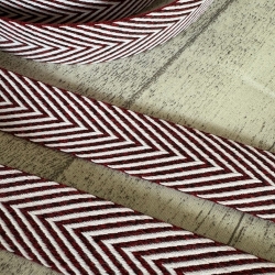 Gurtband Zickzack Design Fischgrät Muster 30 mm bordeaux meliert