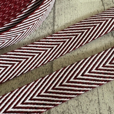 Gurtband Zickzack Design Fischgrät Muster 30 mm bordeaux meliert