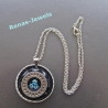 Kette kurz mit Anhänger blau silberfarben Upcycling