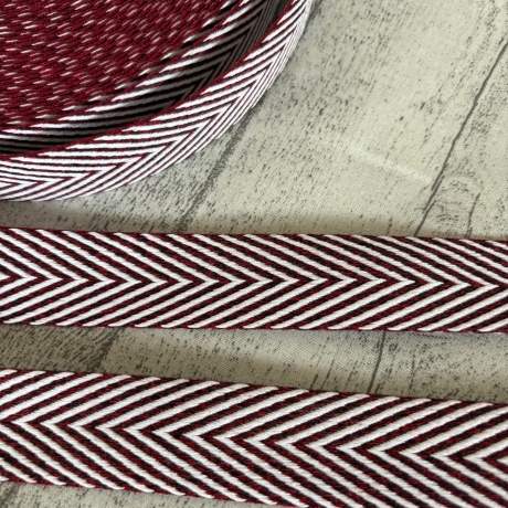 Gurtband Zickzack Design Fischgrät Muster 30 mm bordeaux meliert