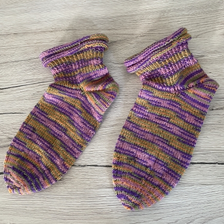 Handgestrickte Socken mit doppeltem Rollrand Gr. 37/38