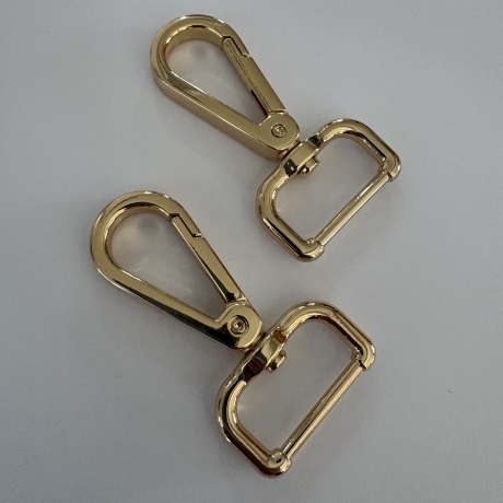 2x Karabinerhaken 25 mm gold rosAgold flach formschön 