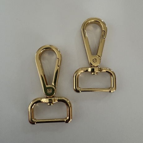 2x Karabinerhaken 25 mm gold rosAgold flach formschön 