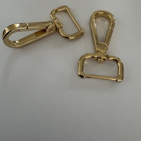 2x Karabinerhaken 25 mm gold rosAgold flach formschön 