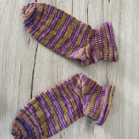 Handgestrickte Socken mit doppeltem Rollrand Gr. 37/38