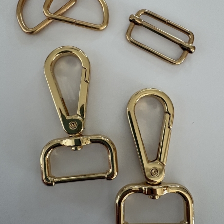 SET 25 mm gold rosAgold Karabinerhaken + D-Ringe + Schieber