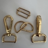 SET 25 mm gold rosAgold Karabinerhaken + D-Ringe + Schieber