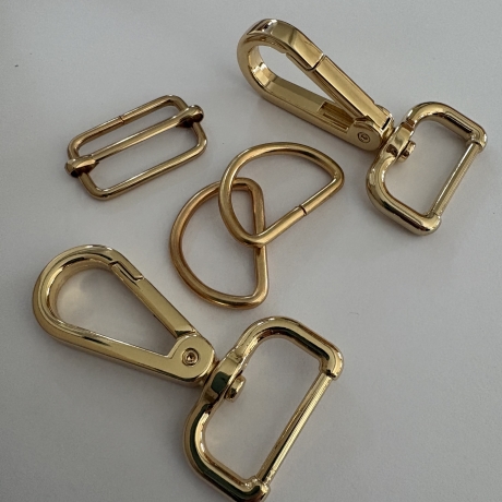 SET 25 mm gold rosAgold Karabinerhaken + D-Ringe + Schieber