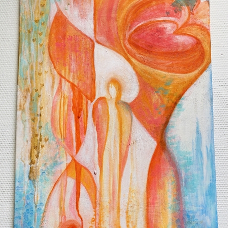 Gemälde Herzöffnung Acryl abstrakt 50 x 70 cm handgemalt 