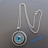 Kette kurz mit Anhänger türkis petrol silberfarben Upcycling
