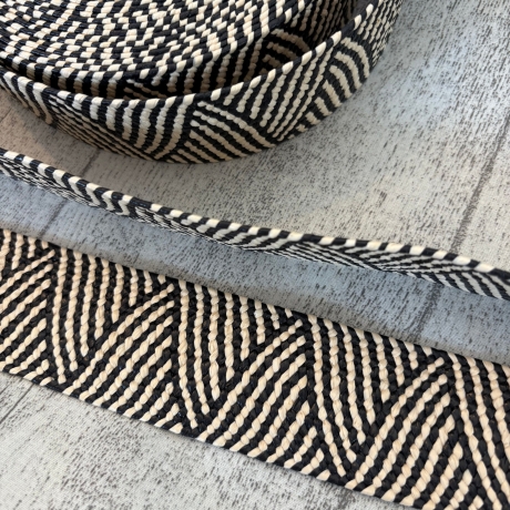 elastisches Band in Bastoptik 50 mm schwarz & natur Gürtel Tasche
