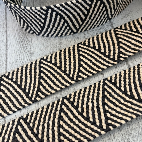 elastisches Band in Bastoptik 50 mm schwarz & natur Gürtel Tasche