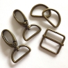 Taschenset 25 mm altmessing Karabiner + D-Ringe + Schieber