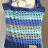 Häkeltasche Jutebeutel Einkaufsnetz handmade blau türkis Meer 