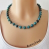 Edelstein Kette Chrysokoll Collier Perlenkette grün blau