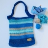 Häkeltasche Jutebeutel Einkaufsnetz handmade blau türkis Meer 