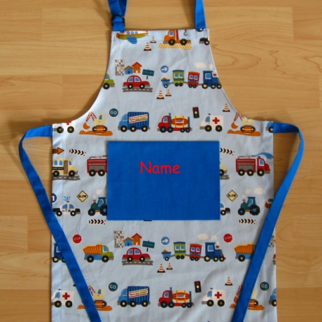Kinderschürze  - Autos - auf Wunsch personalisiert