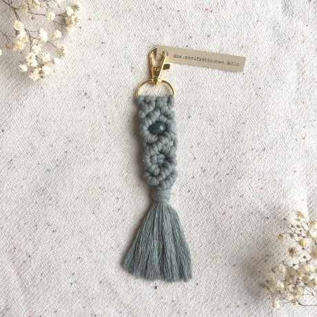 Anoukh • Makramee Schlüsselanhänger blau grün mit Perle